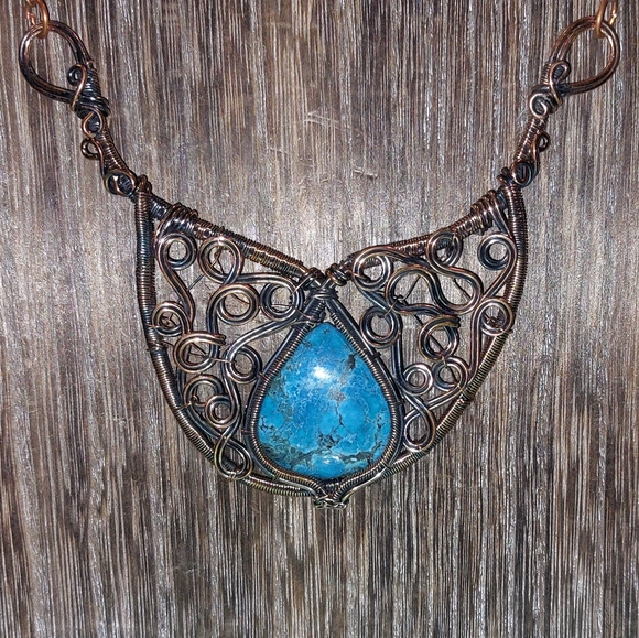 Wire Wrapped Turquoise Necklace - Picture 3 of 5